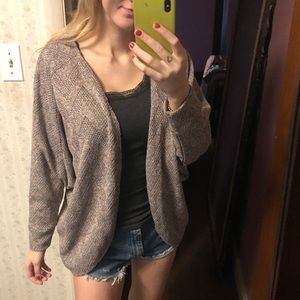 Pink Gray Chevron Patterned Cardigan